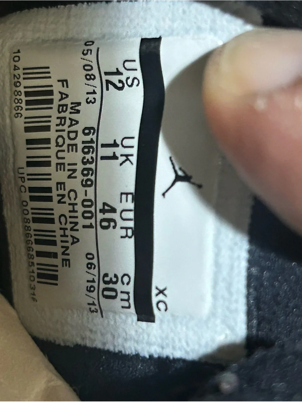 Size 12 Jordan 1 Retro 95 Bred 616369-001
